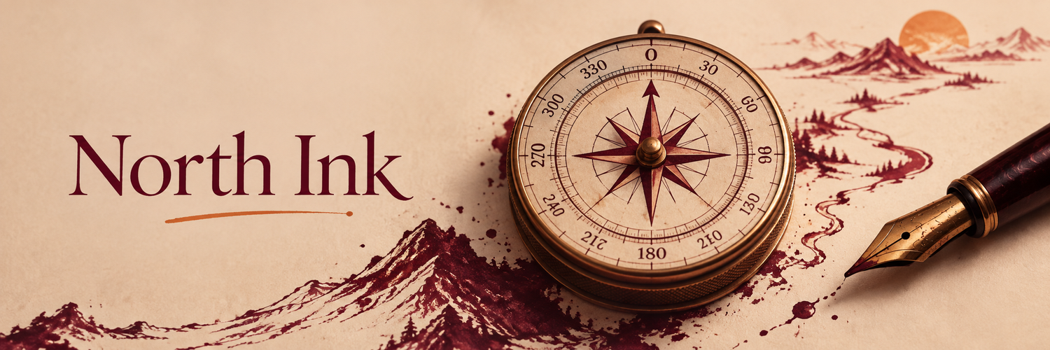 North Ink — burgundy ink compass print